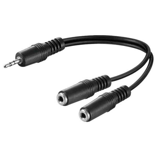 Cable Jack 3,5mm ST Macho a 2 Jack 3,5mm ST Hembra 0,20m