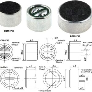 Capsula Microfonica Electret 2K2 Ohm alimentacion 1,5-10V