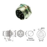 Conector Microfono Macho Panel 7 contactos Rosca