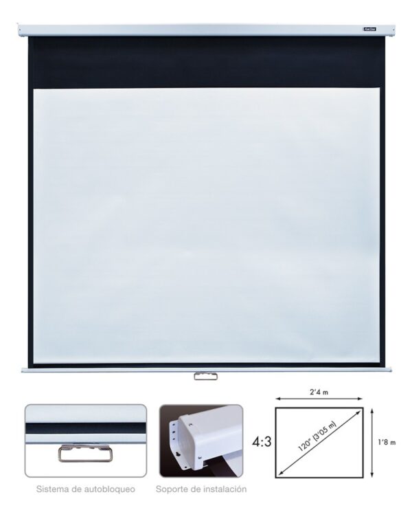 Pantalla Proyeccion Manual 120' 4:3 2,4x1,8m