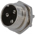Conector Microfono Macho panel 3 contactos Rosca