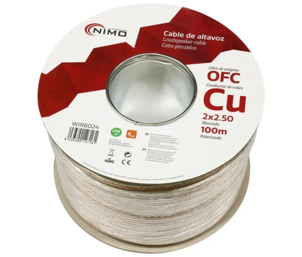 Cable Paralelo 2x2,5mm CU OFC Transparente (100m)