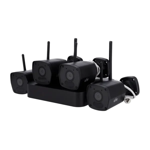 Kit CCTV 4Ch con 4 Camaras Bullet WiFi NEGRO UNIVIEW