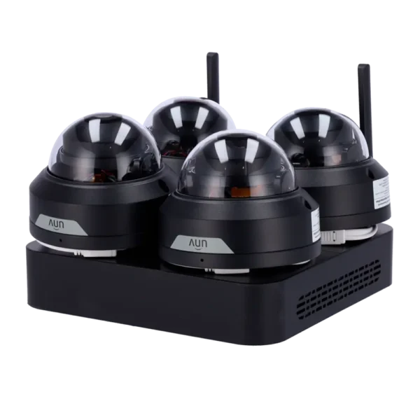 Kit NVR 4Ch con 4 Camaras Domo WiFi NEGRO UNIVIEW