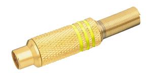 Conector RCA Hembra Metal Dorado con aros Amarillo