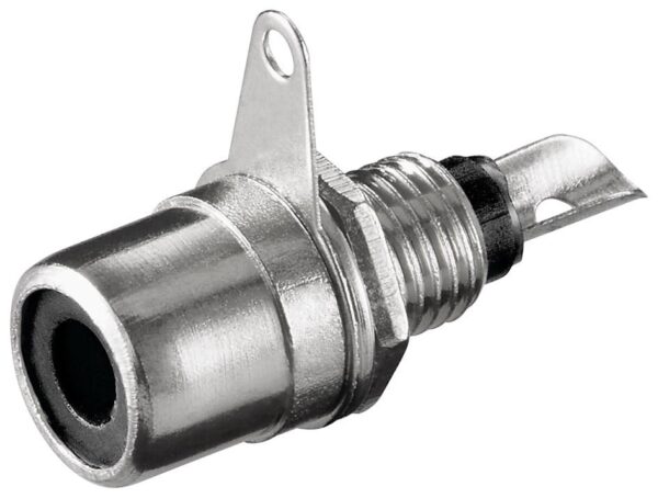 Conector RCA Hembra para Chasis con tuerca Negro