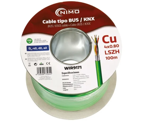Manguera BUS KNX 4x0,80mm Funda Verde LSZH  Dca (100m)