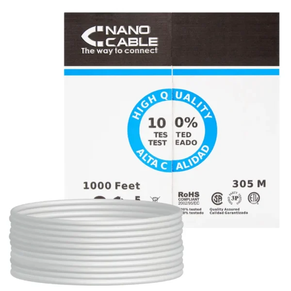 Cable Datos FTP Cat6 Rigido CU GRIS (305m) NANOCABLE