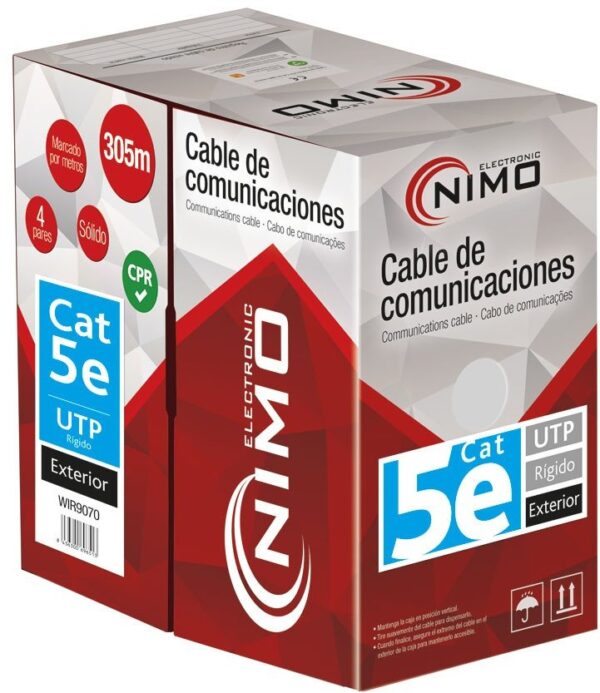 Cable Datos UTP Cat5e Exterior CCA NEGRO (305m) NIMO