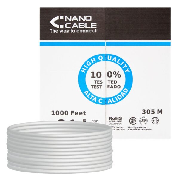 Cable Datos UTP Cat5e Rigido CCA (305m) NANOCABLE