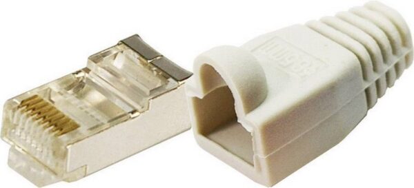 Conector RJ45 FTP Cat5e con funda GRIS