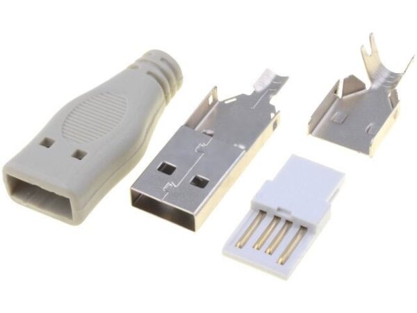 Conector USB A macho con funda para soldar  E-SU1