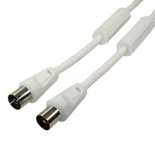 Cable Antena TV Macho-Hembra 2 Filtros Recto BLANCO 1,5m
