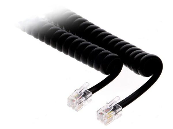 Cable Telefono RJ 09 4P4C Espiral  Negro 2m