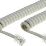 Cable Telefono RJ09 4P4C Espiral  5m Marfil
