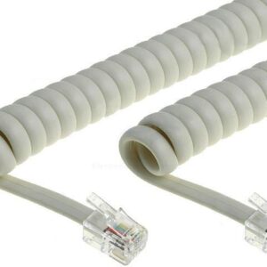 Cable Telefono RJ09 4P4C Espiral  5m Marfil