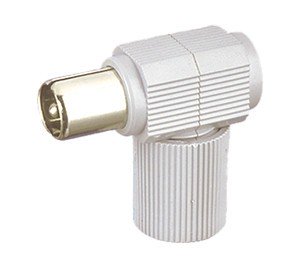 Conector Antena TV Macho 9,52mm Acodado Color BLANCO K13191