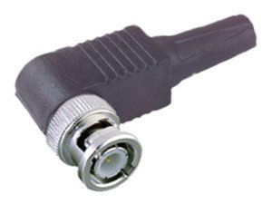 Conector BNC Macho Acodado a Tornillo con manguito
