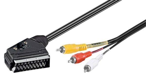 Cable EURO IN/OUT a 3 RCA Macho con Conmutador (3 m.)
