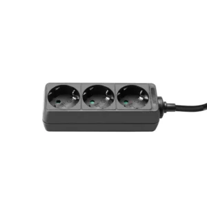 Base Multiple 3 Enchufes Schuko y Cable 3m NEGRO