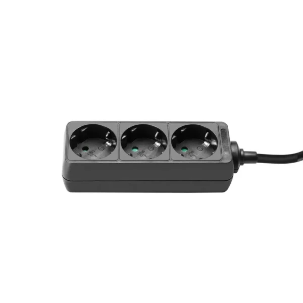 Base Multiple 3 Enchufes Schuko y Cable 3m NEGRO