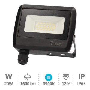 Foco LED 20W 6500K 1600lm IP65 NEGRO
