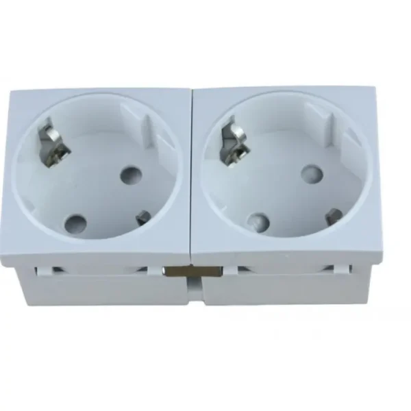 Modulo Schuko DOBLE 45x45 BLANCO