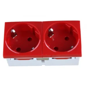 Modulo Schuko DOBLE 45x45 ROJO