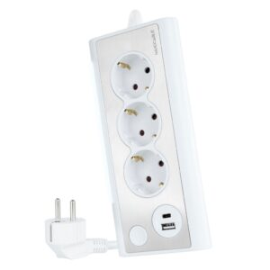 Base 3xEnchufes 2xUSB Sobremesa BLANCA NANOCABLE
