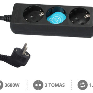 Base Multiple 3 Enchufes Cable 1,5m NEGRA