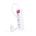 Base Multiple 3 Enchufes Interruptor Cable 1,4m BLANCA