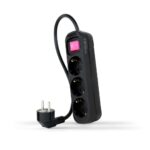 Base Multiple 3 Enchufes Interruptor Cable 1,4m NEGRA