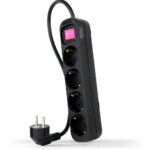 Base Multiple 4 Enchufes Interruptor Cable 1,4m NEGRA