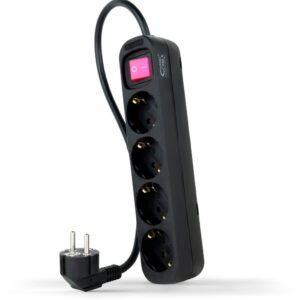 Base Multiple 4 Enchufes Interruptor Cable 1,4m NEGRA