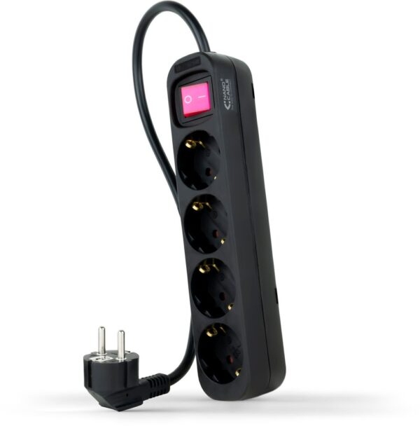 Base Multiple 4 Enchufes Interruptor Cable 1,4m NEGRA