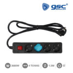 Base Multiple 4 Enchufes Interruptor Cable 1,5m NEGRO