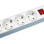 Base Multiple 4 Enchufes Schuko Sin cable Con interruptor BLANCO
