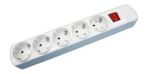 Base Multiple 5 Enchufes Schuko Interruptor BLANCO