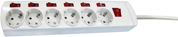 Base Multiple 6 Enchufes 7 Interruptores Cable 1,5m BLANCO DH