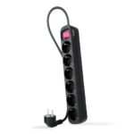 Base Multiple 6 Enchufes Interruptor Cable 1,4m NEGRA