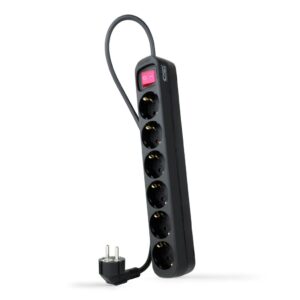 Base Multiple 6 Enchufes Interruptor Cable 1,4m NEGRA