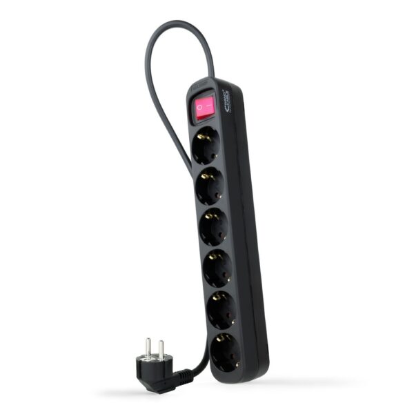 Base Multiple 6 Enchufes Interruptor Cable 1,4m NEGRA
