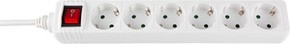 Base Multiple 6 Enchufes Interruptor y Cable 3m BLANCO