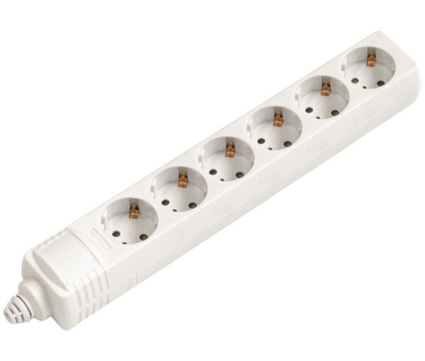 Base Multiple 6 Enchufes Schuko sin cable sin Interruptor BLANCO