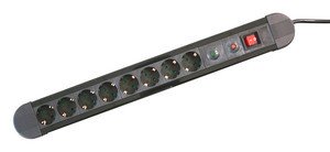 Base Multiple 8 Enchufes Interruptor Cable NEGRO 1,5m