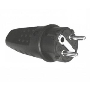 Clavija Red Electrica Schuko Macho IP44 GOMA NEGRO