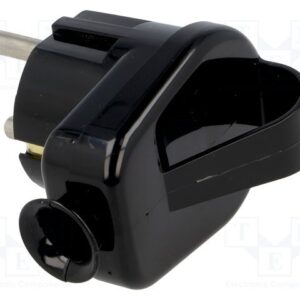 Clavija Schuko Macho 4,8mm ACODADA a DEDO 16A NEGRO
