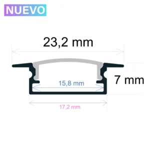 Perfil LED Empotrable 23,2x7mm Opal 2m