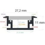 Perfil LED Empotrable 27,2x11mm Suelo Exteriores Opal 2m