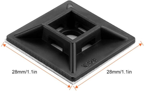 Base Adhesiva para Bridas 28x28mm NEGRA